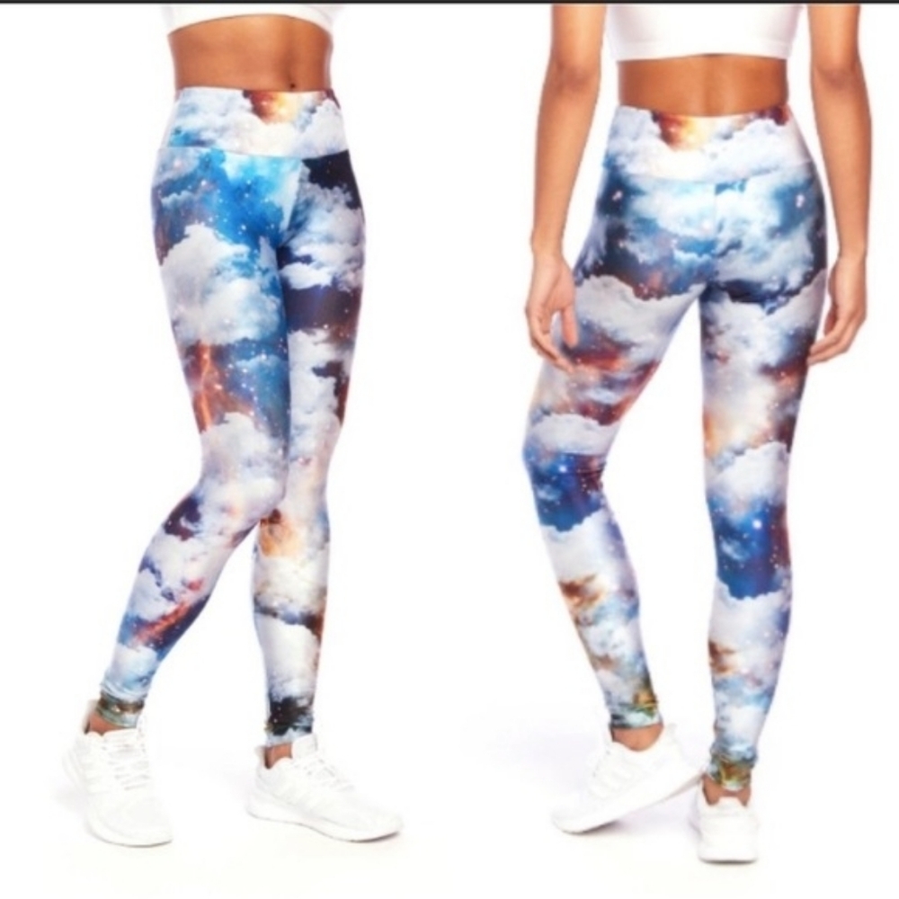 S Goldsheep Desert Sky Cloud Print Athletic Leggings